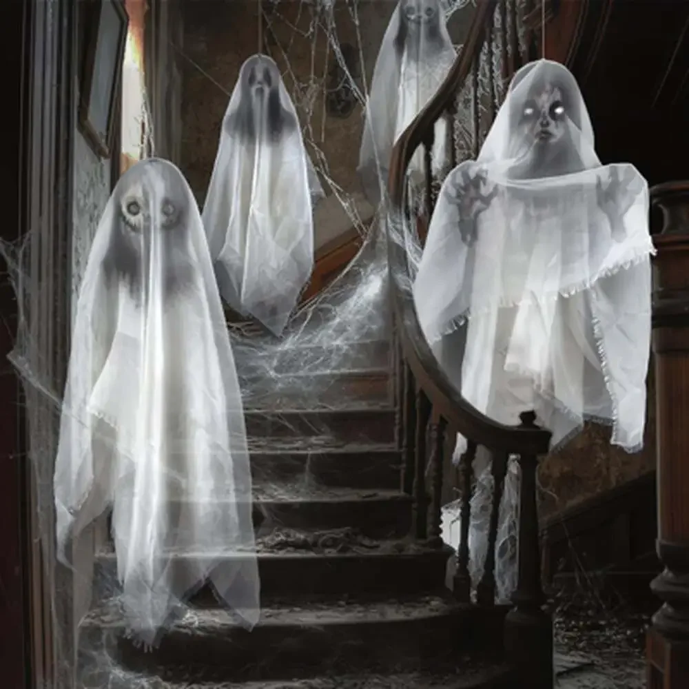 Floating Ghost Garland Halloween Decoration Creepy Fabric Ghost Party Supplies
